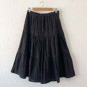 White Stag Vintage Tiered Drawstring Ruched Elasticated Waist Boho Midi Skirt